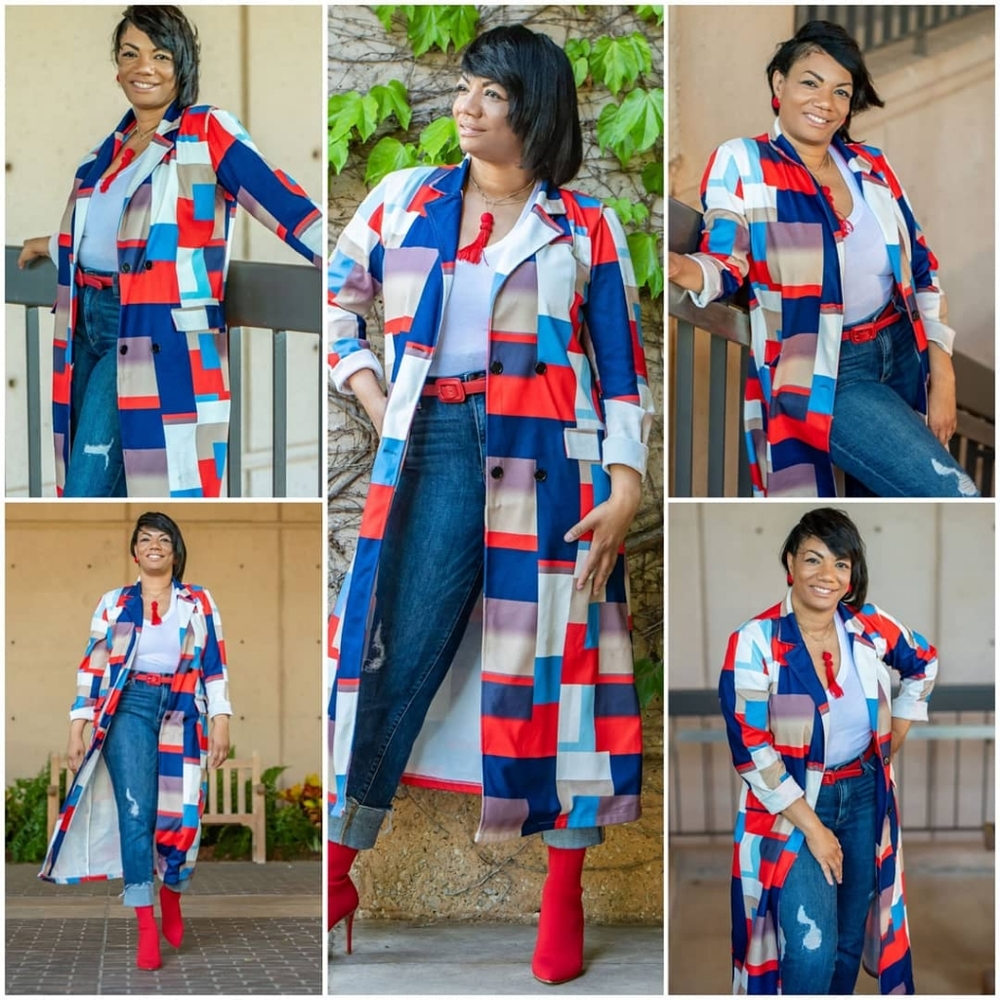 Vibrant Geometric Patterned Coat - Picture 3 of 3